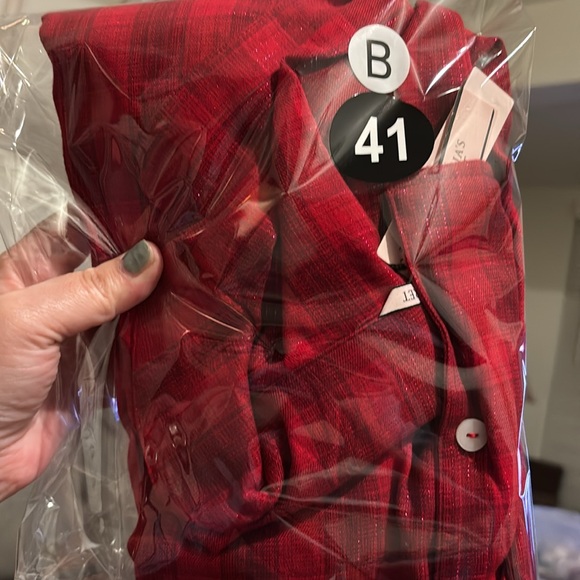 NWT Victoria Secret  Plaid Glitter Buttoned Sleep Shirt - Picture 5 of 9